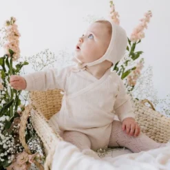 Jamie Kay Headwear Natural Organic Cotton Pointelle Bonnet 13 Jamie Kay Headwear Natural Organic Cotton Pointelle Bonnet