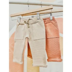 Evelina Apparel Beige Waffle Sweatpants