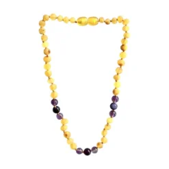 Sweet Tree Amber Amber + Amethyst + Agate Necklace 13" Jewelry