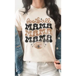 J+j Graphic Tees Football Mama Cream Tee
