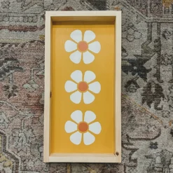 Emrose Vintage Retro Flowers Mustard Yellow Sign Decor