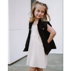 Little Bipsy Black Wash Denim Vest Outerwear