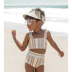 Orcas Lucille Summer Stripes Strap Bandeau Bikini Set Swim