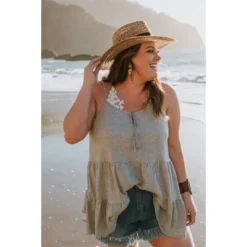 J+j Tan Whimsy Straw Hat