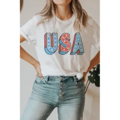 J+j Usa Star White America Tee Graphic Tees