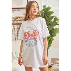 J+j Graphic Tees Dolly For President White Oversized Tee