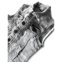 Little Bipsy Outerwear Grey Wash Denim Vest