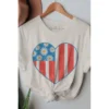 J+j Usa Heart Flower Flag Cream America Tee Graphic Tees