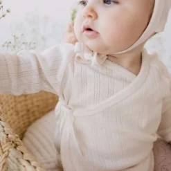 Jamie Kay Headwear Natural Organic Cotton Pointelle Bonnet 15 Jamie Kay Headwear Natural Organic Cotton Pointelle Bonnet