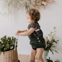 Jamie Kay Deep Pine Eli Cord Overalls