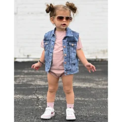 Little Bipsy Outerwear Light Wash Denim Vest