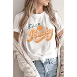 J+j Feeling Peachy White Tee Graphic Tees