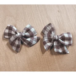 Mae + Skye Headwear Toffee Check Mini Pinwheel Pigtail Hair Clips