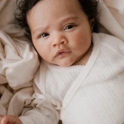 Jamie Kay Natural Organic Cotton Pointelle Wrap Romper