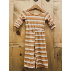 Black Sheep Golden Tan Striped Romper Dresses