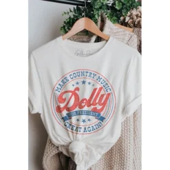 J+j Graphic Tees Dolly For President White Oversized Tee