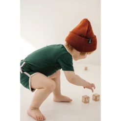 Joss + J Emerald + Cream Ribbed Bamboo Striped Track Shorts Bottoms