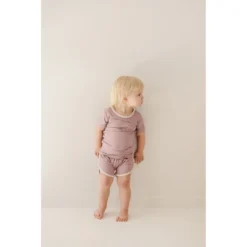 Joss + J Bottoms Cora + Cream Ribbed Bamboo Striped Track Shorts