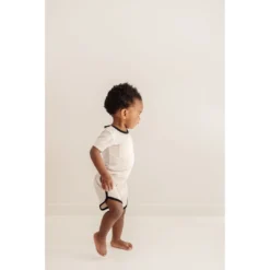 Joss + J Cream + Black Ribbed Bamboo Striped Tee Tops