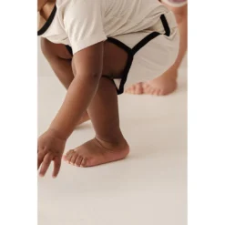 Joss + J Bottoms Cream + Black Ribbed Bamboo Striped Track Shorts