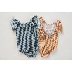 Joss + J Leotards Gold Stripes Bamboo Flutter Sleeve Leotard