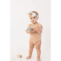 Joss + J Leotards Gold Stripes Bamboo Flutter Sleeve Leotard