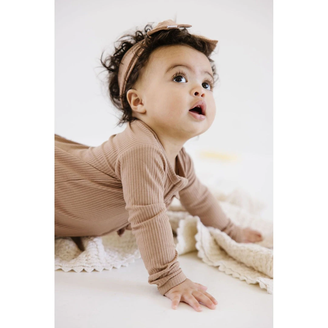 Joss + J Tan Ribbed Bamboo Zip Sleeper Sleepers 7 Joss + J Tan Ribbed Bamboo Zip Sleeper Sleepers