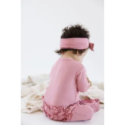 Joss + J Dusty Rose Bamboo Ruffle Zip Sleeper