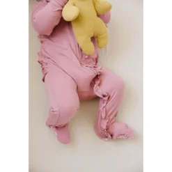 Joss + J Dusty Rose Bamboo Ruffle Zip Sleeper