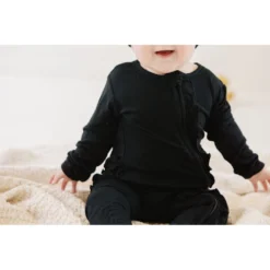Joss + J Sleepers Black Zip Bamboo Ruffle Sleeper