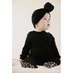 Joss + J Sleepers Black Zip Bamboo Ruffle Sleeper