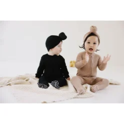 Joss + J Sleepers Black Zip Bamboo Ruffle Sleeper