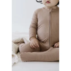 Joss + J Tan Ribbed Bamboo Zip Sleeper Sleepers