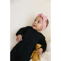 Joss + J Sleepers Black Zip Bamboo Ruffle Sleeper