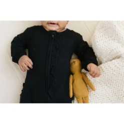 Joss + J Sleepers Black Zip Bamboo Ruffle Sleeper