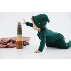 Joss + J Emerald Green Ribbed Bamboo Knotted Infant Beanie Headwear