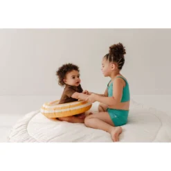 Joss + J Coco Brown Short Sleeve Zip Ruffle Swim Suit