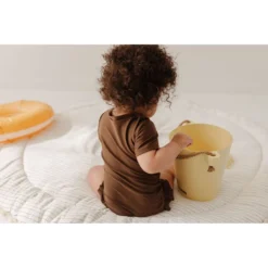 Joss + J Coco Brown Short Sleeve Zip Ruffle Swim Suit