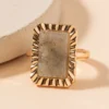 J+j Labradorite Rectangular Metal Ring