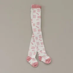Olivia J Footwear White + Pink Lines Tights