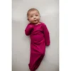 Three Little Tots Preemie + Newborn Magenta Ribbed Knotted Gown