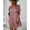 J+j Mauve Ruffle Shoulder Textured Dress