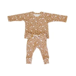 Mebie Baby Mustard Floral Long Sleeve Organic Cotton Set