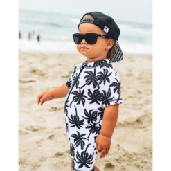 George Hats Black + White Palm Sunsuit