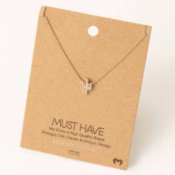 Fame Accessories Pave Cactus Charm Necklace