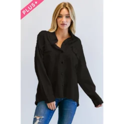 J+j Outerwear Black Solid Peace Long Sleeve Jacket