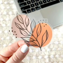 Elyse Breanne Designs Clear Pink Leaves Sticker