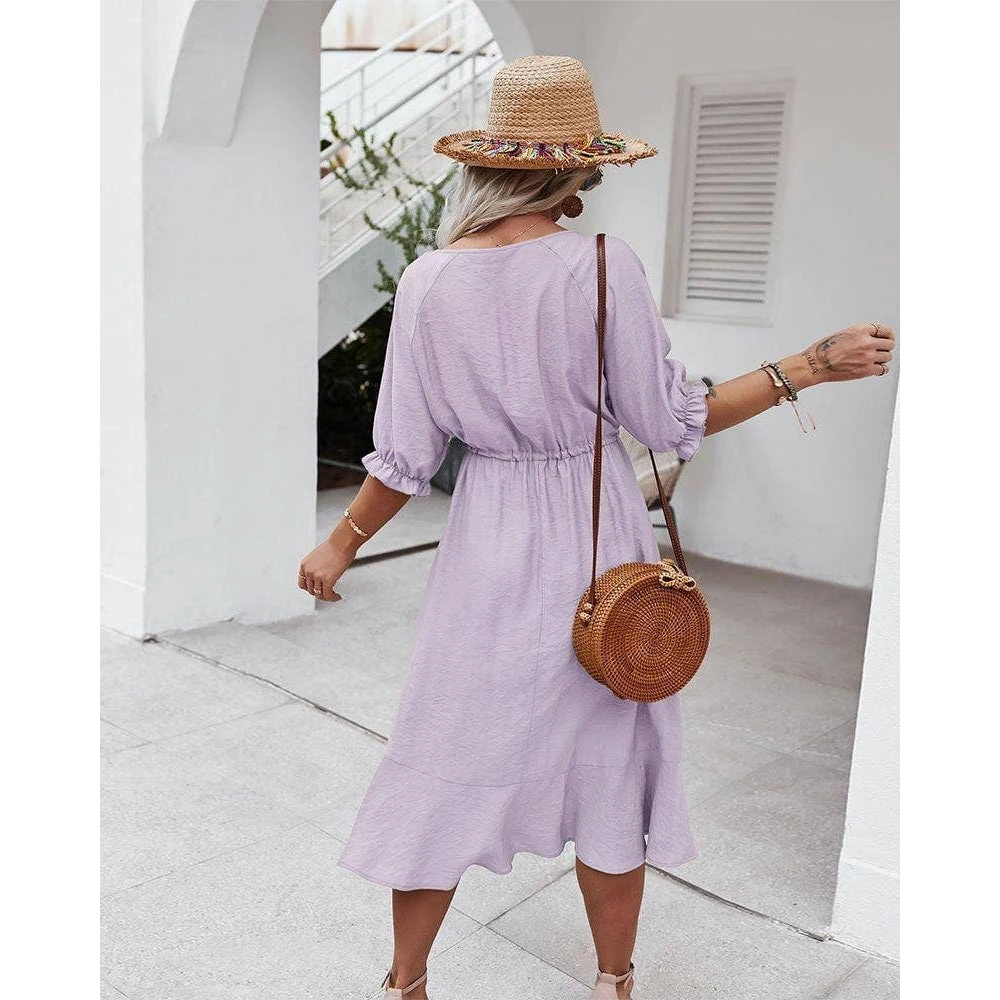 J+j Dresses Purple Crochet Detail Puff Sleeve Dress 7 J+j Dresses Purple Crochet Detail Puff Sleeve Dress