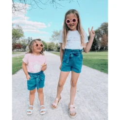 Bailey's Blossoms Bottoms Blue Jean Tie-waist Denim Shorts