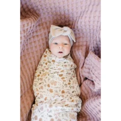 Mebie Baby Swaddles + Blankets Dusty Rose Organic Cotton Waffle Quilt